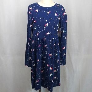 Jumping Beans Casual Long Sleeve Dress - blue star unicorn - Sz 12